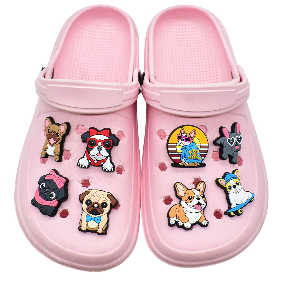 14PCS Adorable Puppy DIY Ideas Series Charms - For Crocs Shoes EVA Bogg Bag Accessories