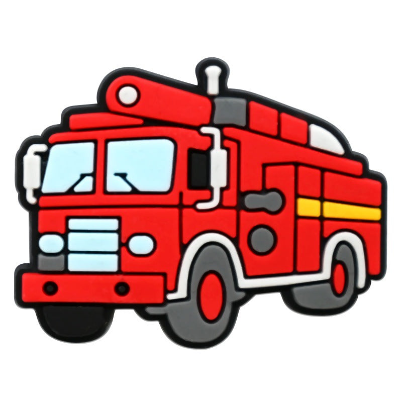 12PCS Cartoon Fire Truck DIY Ideas Series Charms - For Crocs Shoes EVA Bogg Bag Accessories