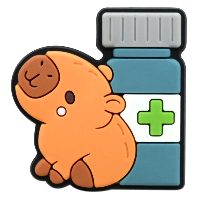 12pcs Cute Cartoon Capybara DIY Ideas Series Charms - For Crocs Shoes EVA Bogg Bag Accessories