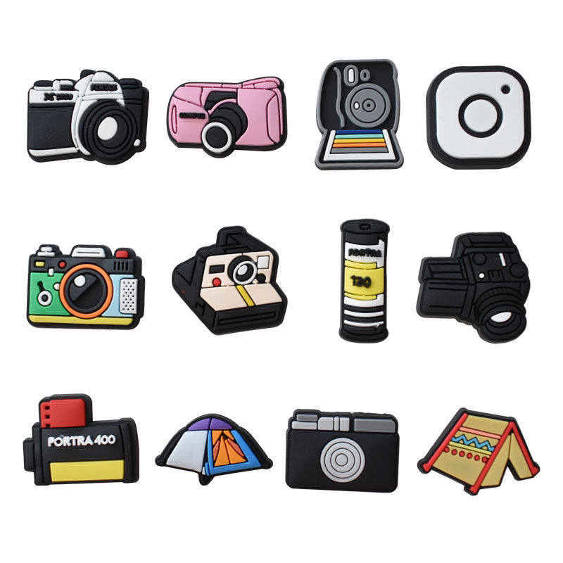 12Pcs Outdoor action camera DIY Ideas Series Charms - For Crocs Shoes EVA Bogg Bag Accessories