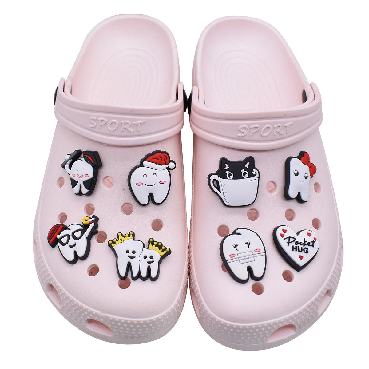 16pcs Protect Your Teeth DIY Ideas Series Charms - For Crocs Shoes EVA Bogg Bag Accessories