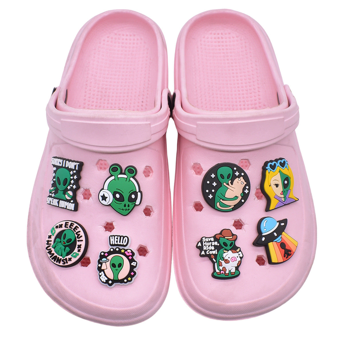 Cartoon alien Series Charms - For Crocs Shoes EVA Bogg Bag Accessories