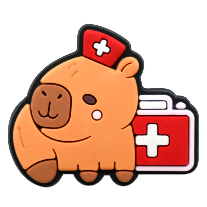 12pcs Cute Cartoon Capybara DIY Ideas Series Charms - For Crocs Shoes EVA Bogg Bag Accessories
