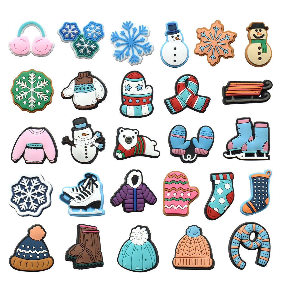 25PCS Winter Charms - For Crocs Shoes EVA Bogg Bag Accessories
