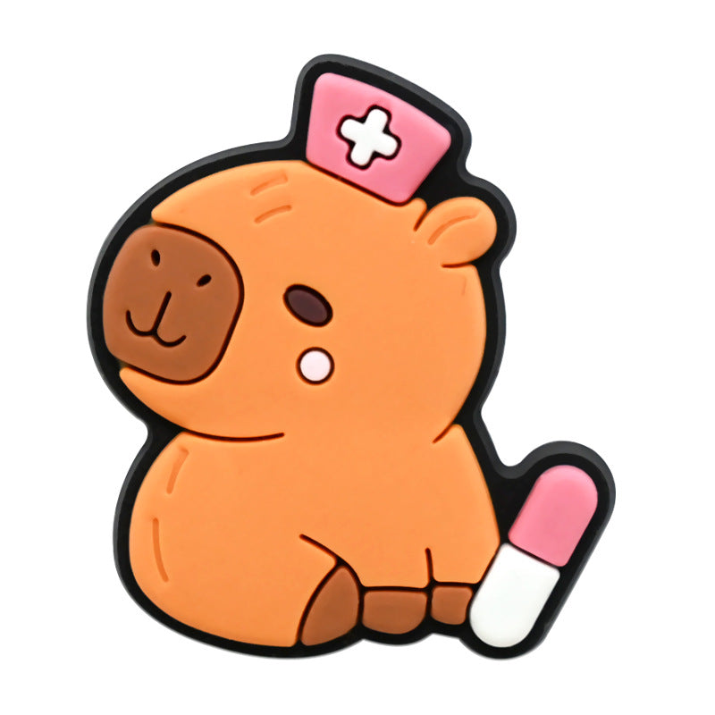 12pcs Cute Cartoon Capybara DIY Ideas Series Charms - For Crocs Shoes EVA Bogg Bag Accessories
