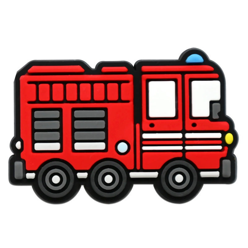 12PCS Cartoon Fire Truck DIY Ideas Series Charms - For Crocs Shoes EVA Bogg Bag Accessories