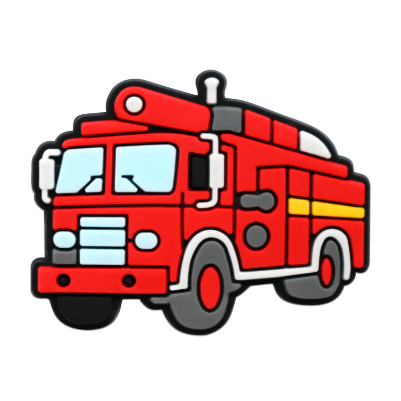 12PCS Cartoon Fire Truck DIY Ideas Series Charms - For Crocs Shoes EVA Bogg Bag Accessories
