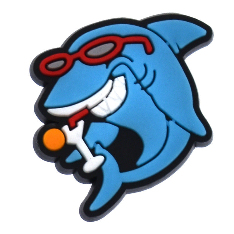 12PCS Cute Shark DIY Ideas Series Charms - For Crocs Shoes EVA Bogg Bag Accessories