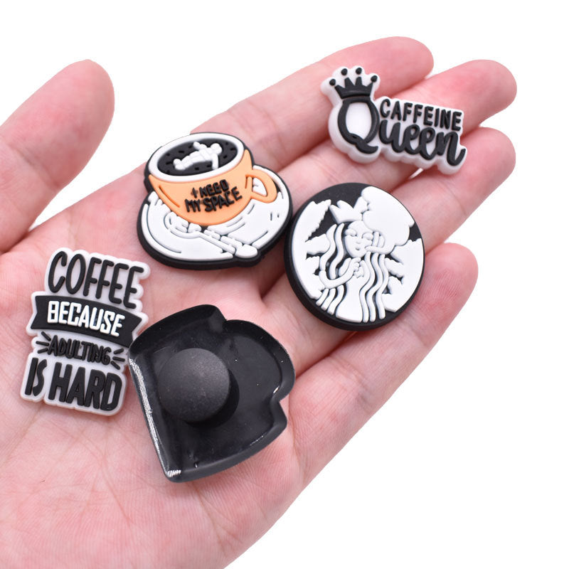 12pcs Coffee DIY Ideas Series Charms - For Crocs Shoes EVA Bogg Bag Accessories