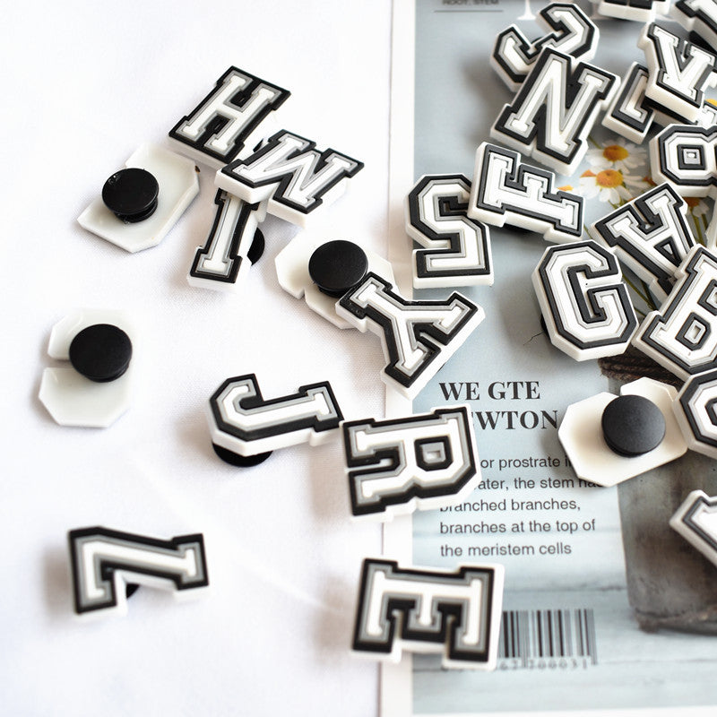 26pcs Black 0-9 A-Z Letters Series Charms - For Crocs Shoes EVA Bogg Bag Accessories
