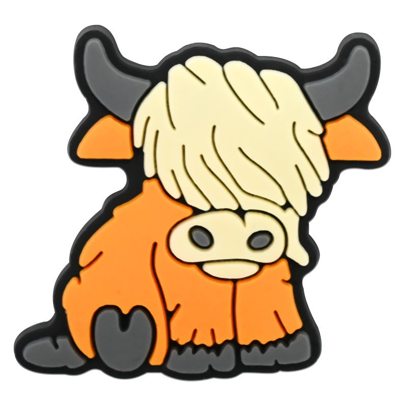 Cartoon cute Highland cow Series Charms - For Crocs Shoes EVA Bogg Bag Accessories