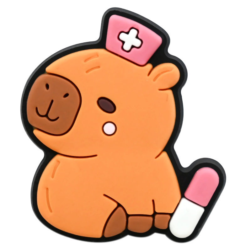 12pcs Cute Cartoon Capybara DIY Ideas Series Charms - For Crocs Shoes EVA Bogg Bag Accessories