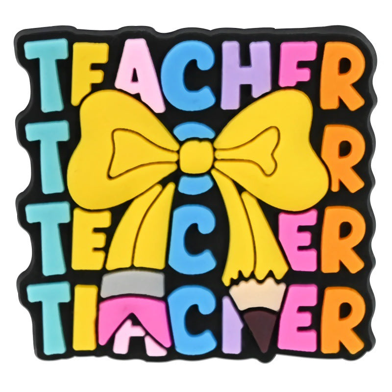 16Pcs Teachers' Day DIY Ideas Series Charms - For Crocs Shoes EVA Bogg Bag Accessories
