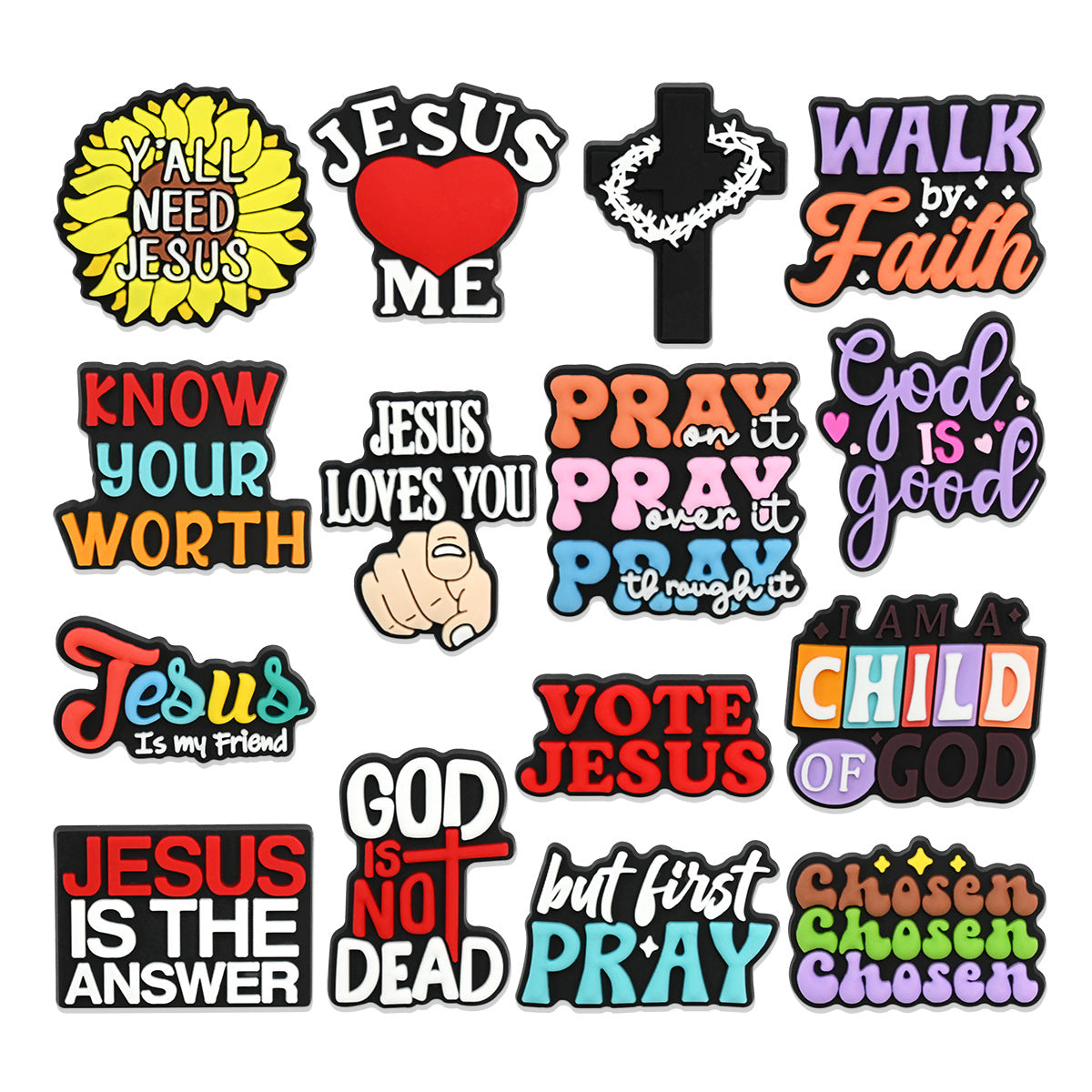 15Pcs English phrases DIY Ideas Series Charms - For Crocs Shoes EVA Bogg Bag Accessories