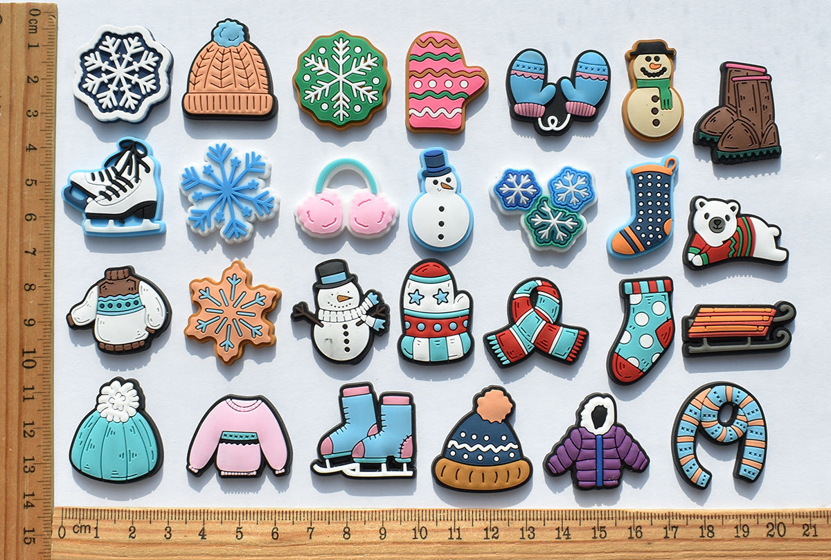 25PCS Winter Charms - For Crocs Shoes EVA Bogg Bag Accessories