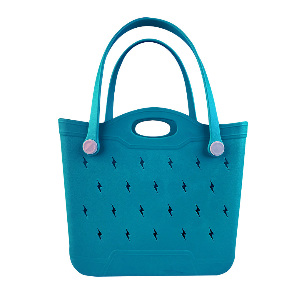 Summer Lightning Design EVA Beach Bag for Women Rubber Tote Handbag for Travel Outdoor Pool Boat