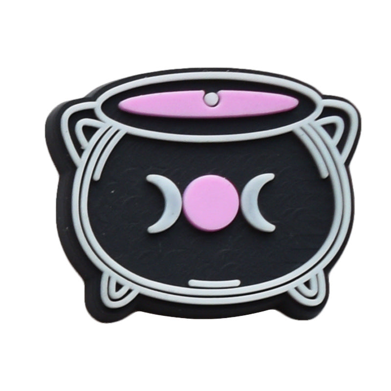 12pcs Halloween Garden Shoes - Black DIY Ideas Series Charms - For Crocs Shoes EVA Bogg Bag Accessories