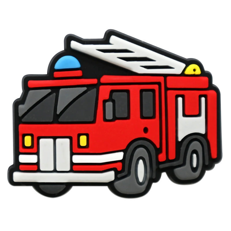 12PCS Cartoon Fire Truck DIY Ideas Series Charms - For Crocs Shoes EVA Bogg Bag Accessories