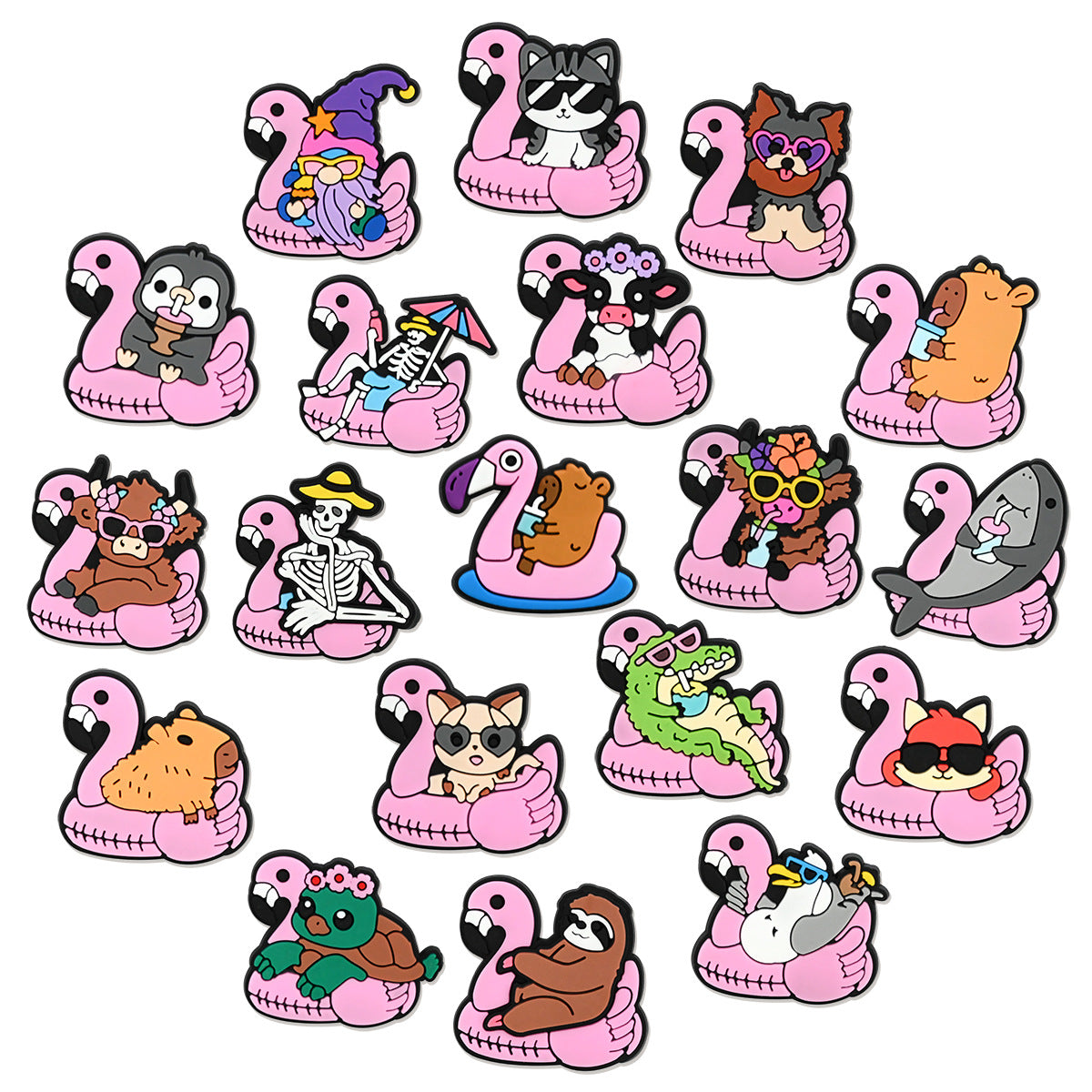 Flamingo Series Charms - For Crocs Shoes EVA Bogg Bag Accessories
