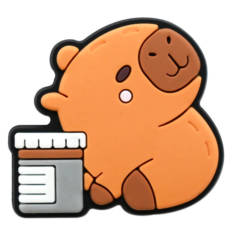 12pcs Cute Cartoon Capybara DIY Ideas Series Charms - For Crocs Shoes EVA Bogg Bag Accessories