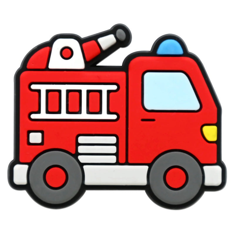 12PCS Cartoon Fire Truck DIY Ideas Series Charms - For Crocs Shoes EVA Bogg Bag Accessories