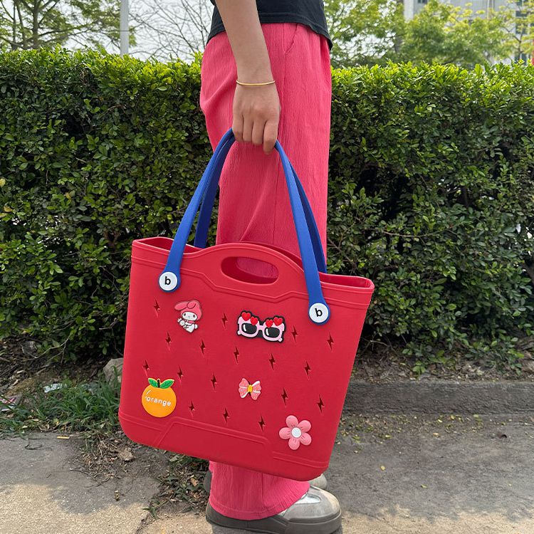 Summer Lightning Design EVA Beach Bag for Women Rubber Tote Handbag for Travel Outdoor Pool Boat