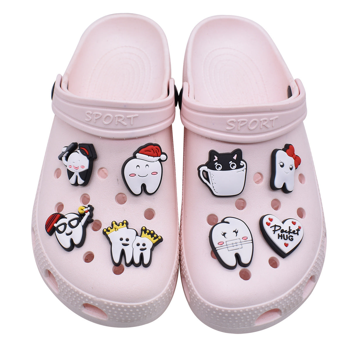 16pcs Protect Your Teeth DIY Ideas Series Charms - For Crocs Shoes EVA Bogg Bag Accessories