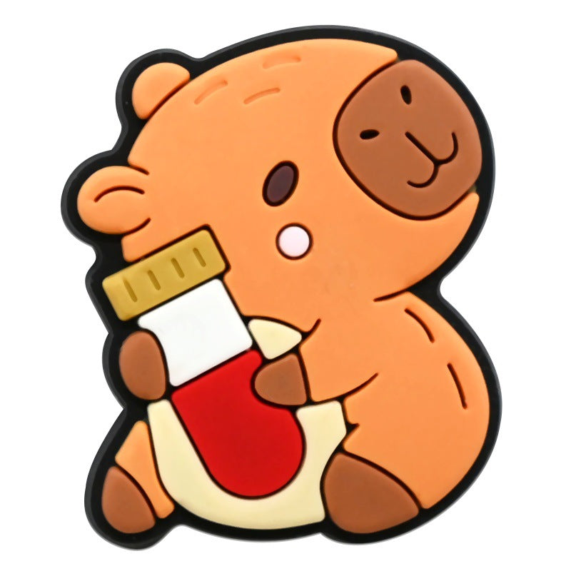 12pcs Cute Cartoon Capybara DIY Ideas Series Charms - For Crocs Shoes EVA Bogg Bag Accessories