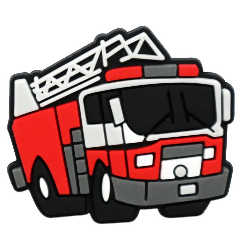 12PCS Cartoon Fire Truck DIY Ideas Series Charms - For Crocs Shoes EVA Bogg Bag Accessories