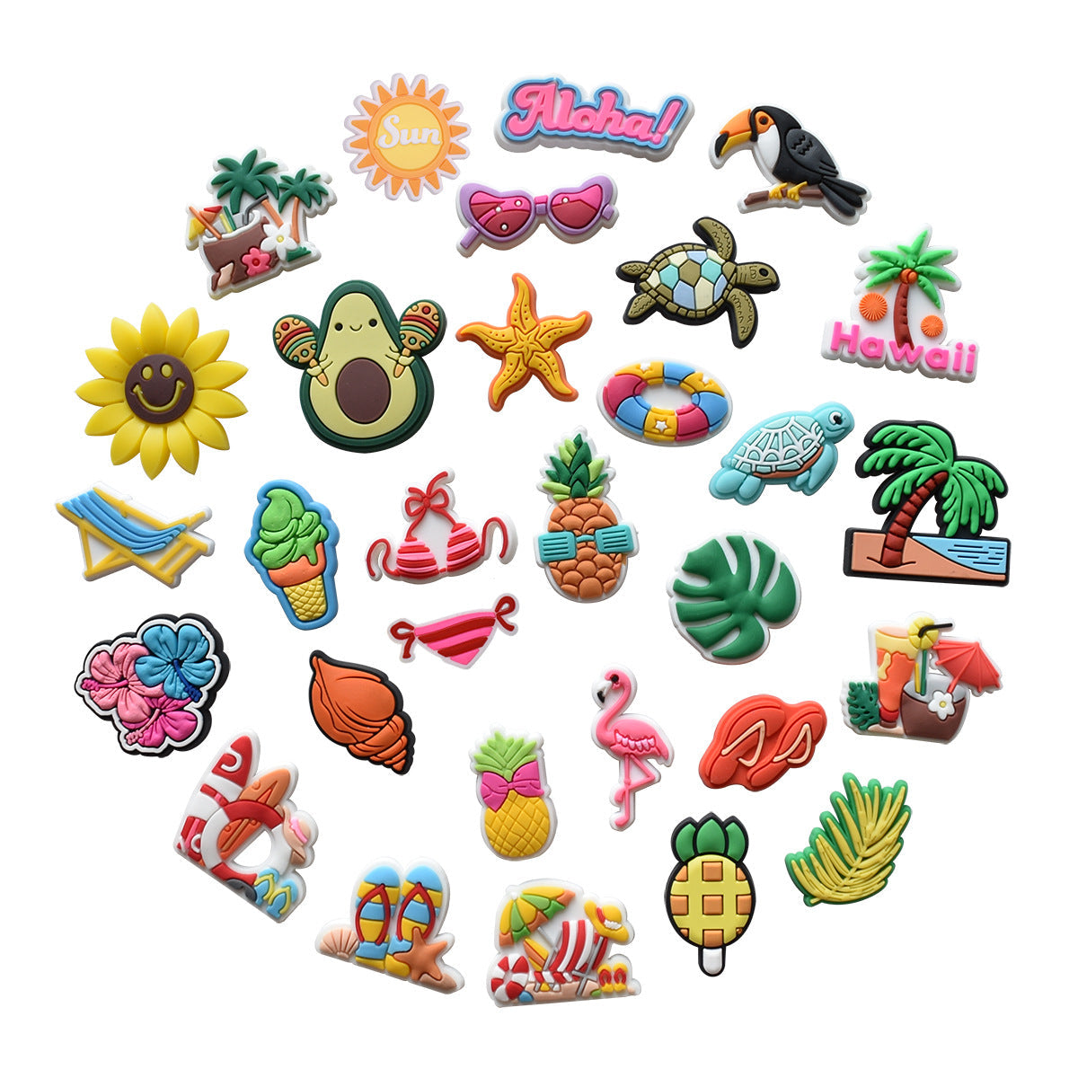 Beach Party Series Charms - For Crocs Shoes EVA Bogg Bag Accessories