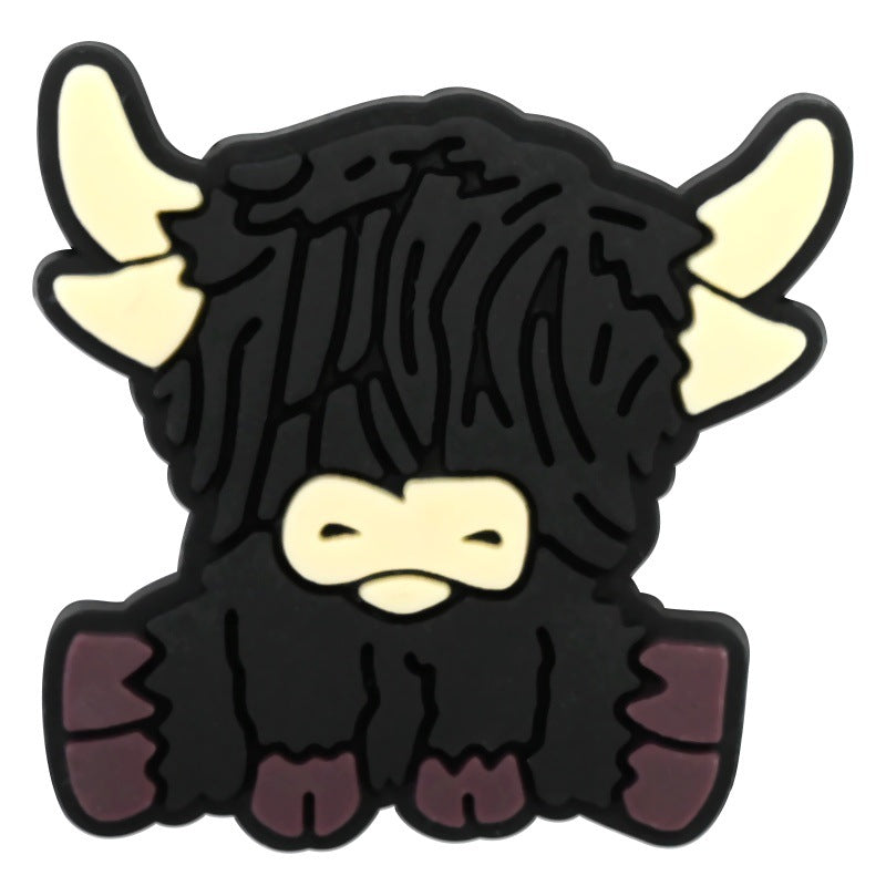 Cartoon cute Highland cow Series Charms - For Crocs Shoes EVA Bogg Bag Accessories
