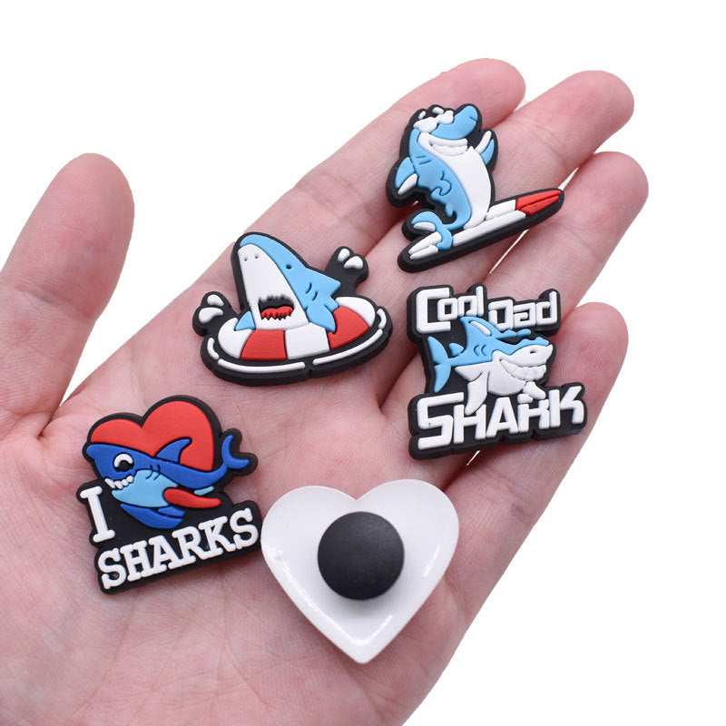 12PCS Cute Shark DIY Ideas Series Charms - For Crocs Shoes EVA Bogg Bag Accessories