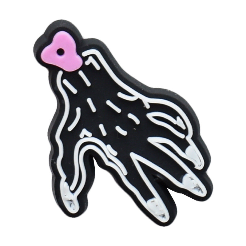 12pcs Halloween Garden Shoes - Black DIY Ideas Series Charms - For Crocs Shoes EVA Bogg Bag Accessories