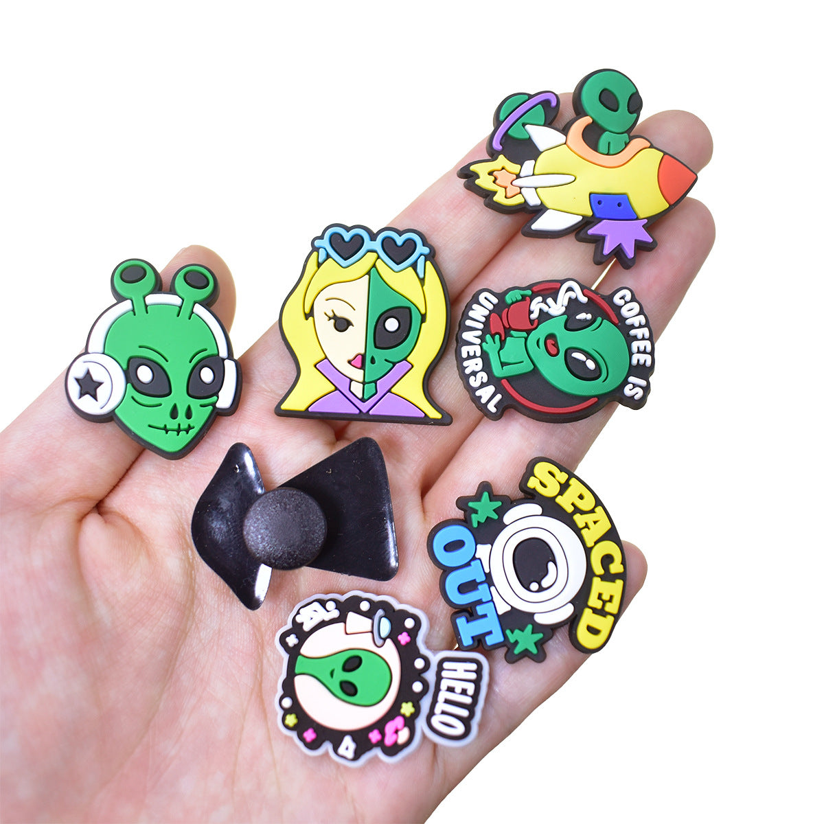 Cartoon alien Series Charms - For Crocs Shoes EVA Bogg Bag Accessories