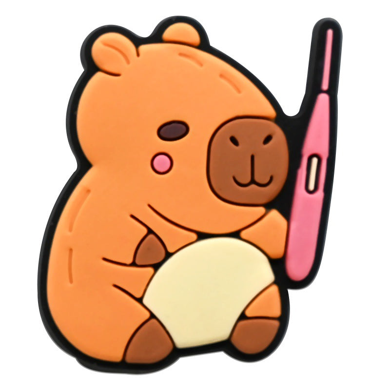 12pcs Cute Cartoon Capybara DIY Ideas Series Charms - For Crocs Shoes EVA Bogg Bag Accessories