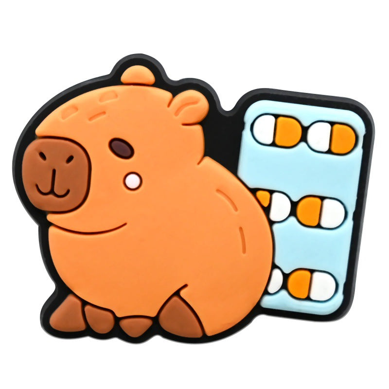 12pcs Cute Cartoon Capybara DIY Ideas Series Charms - For Crocs Shoes EVA Bogg Bag Accessories
