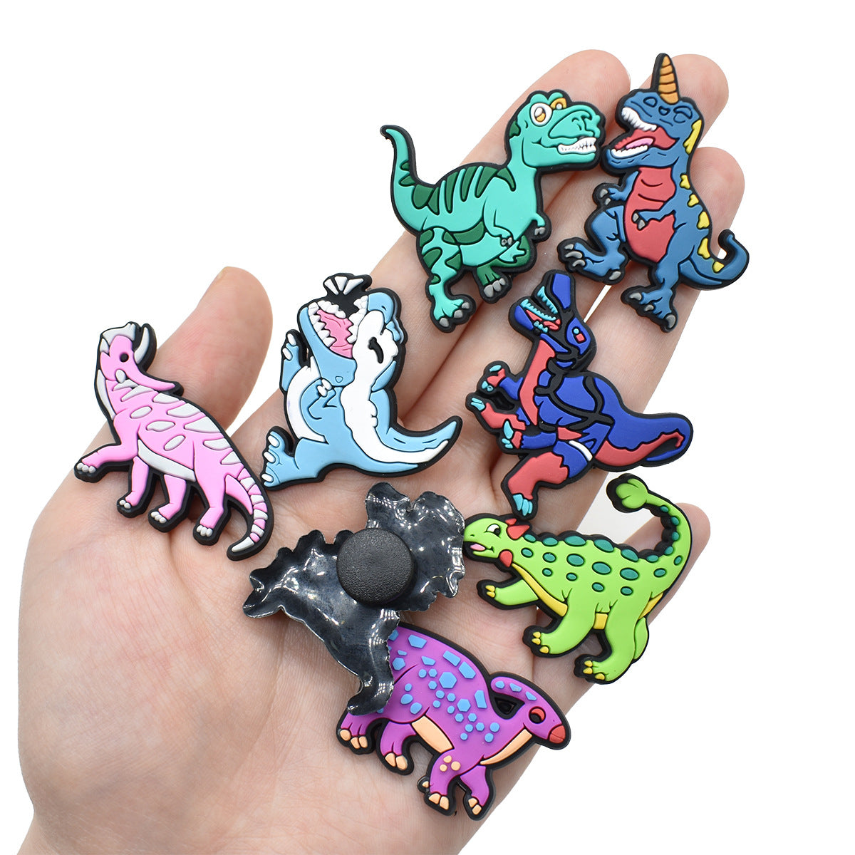 12pcs Animated Dinosaur DIY Ideas Series Charms - For Crocs Shoes EVA Bogg Bag Accessories
