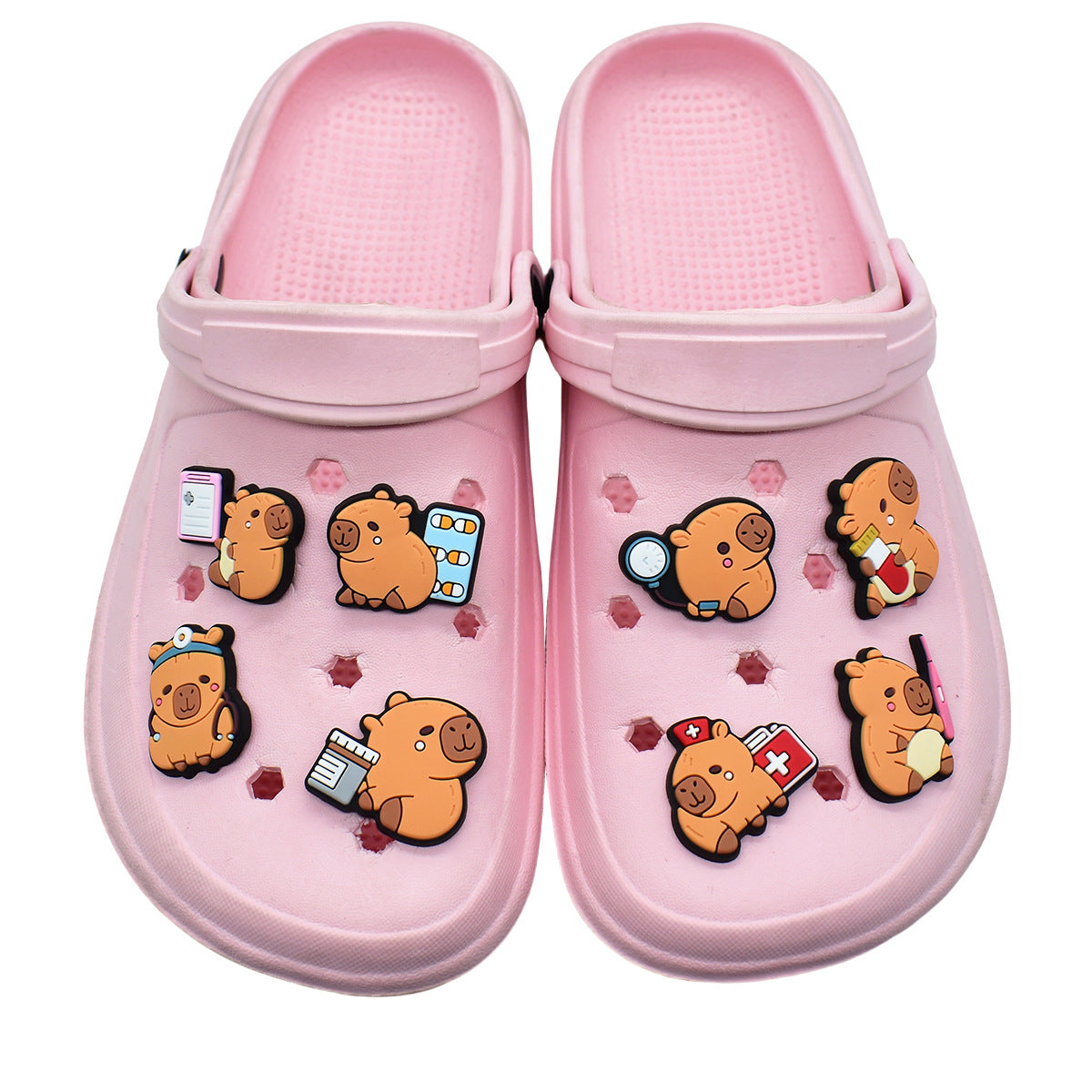 12pcs Cute Cartoon Capybara DIY Ideas Series Charms - For Crocs Shoes EVA Bogg Bag Accessories