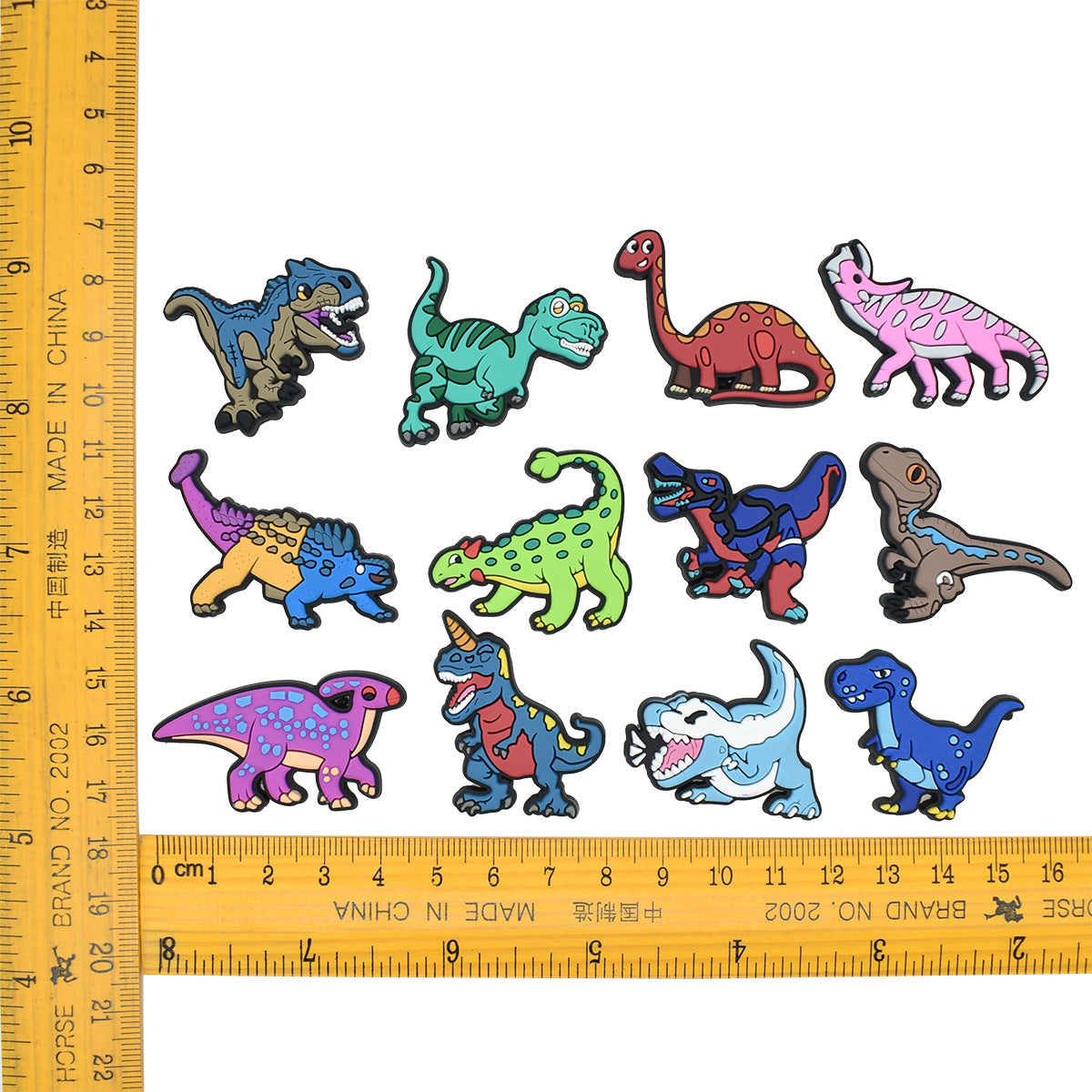 12pcs Animated Dinosaur DIY Ideas Series Charms - For Crocs Shoes EVA Bogg Bag Accessories