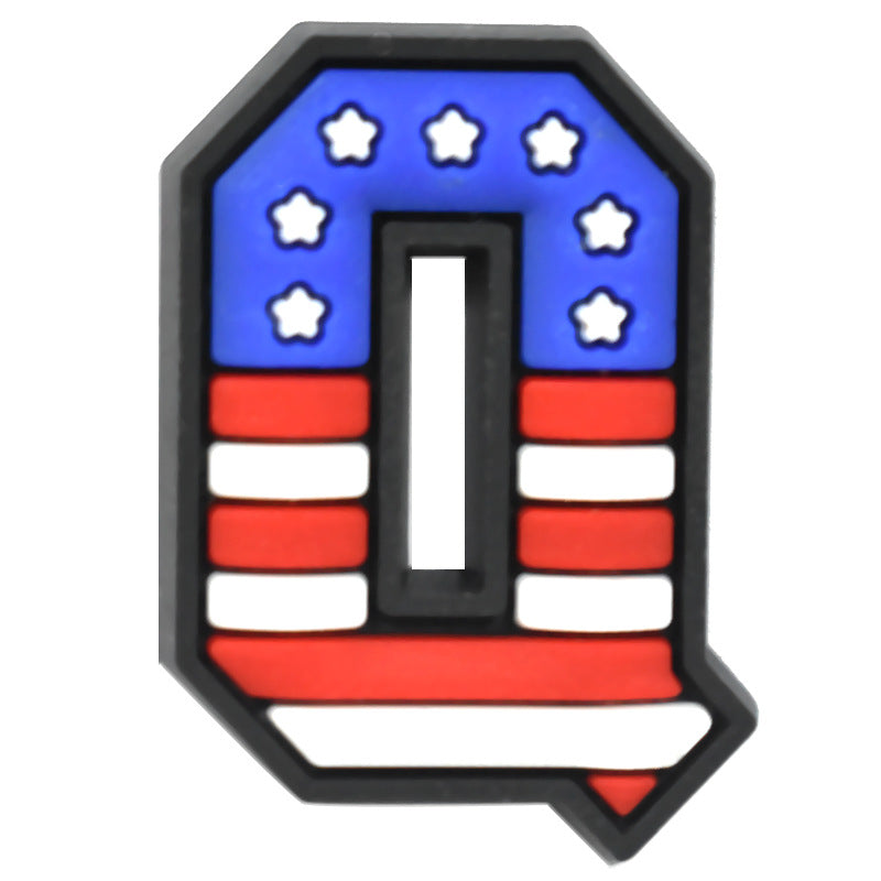 US Flag 0-9 And 26pcs A-Z Letters Series Charms - For Crocs Shoes EVA Bogg Bag Accessories