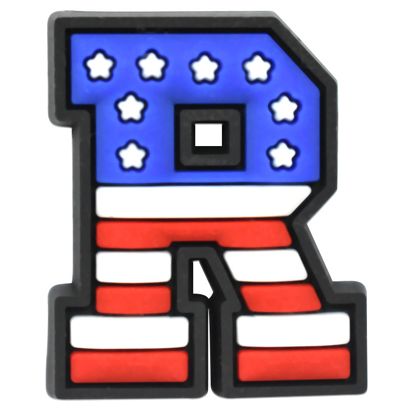 US Flag 0-9 And 26pcs A-Z Letters Series Charms - For Crocs Shoes EVA Bogg Bag Accessories