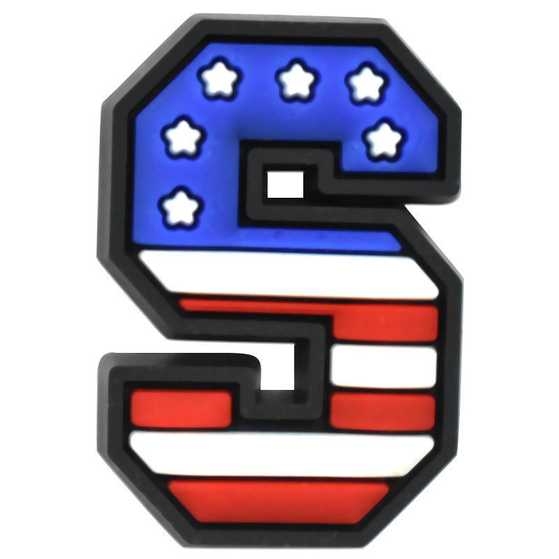 US Flag 0-9 And 26pcs A-Z Letters Series Charms - For Crocs Shoes EVA Bogg Bag Accessories