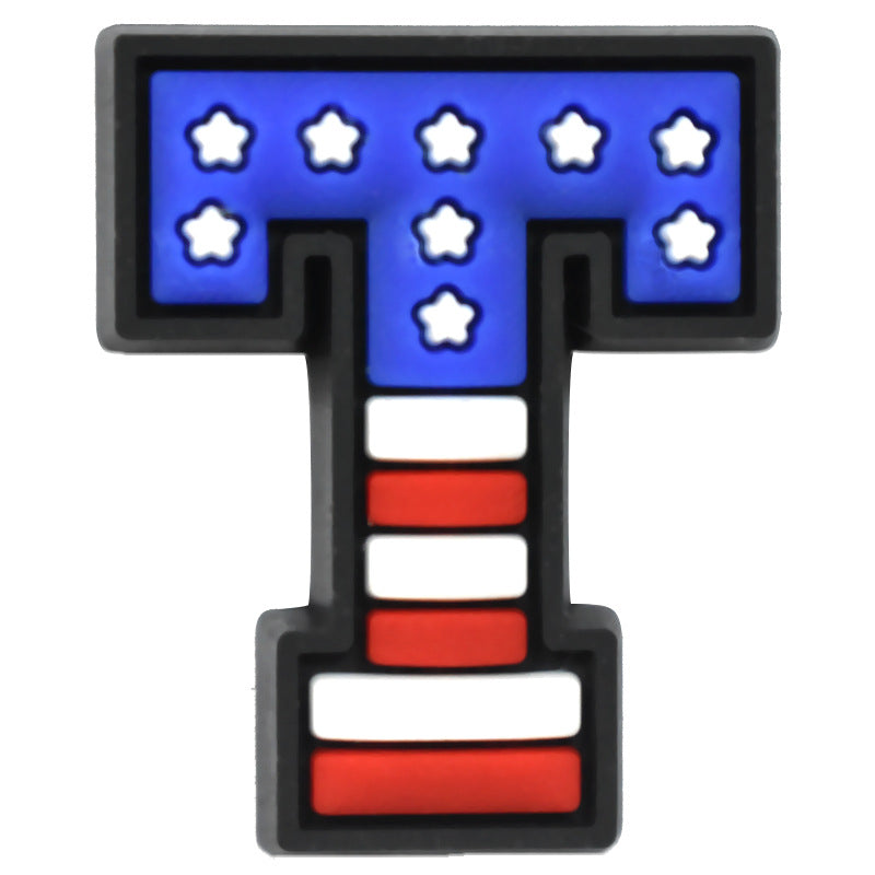 US Flag 0-9 And 26pcs A-Z Letters Series Charms - For Crocs Shoes EVA Bogg Bag Accessories