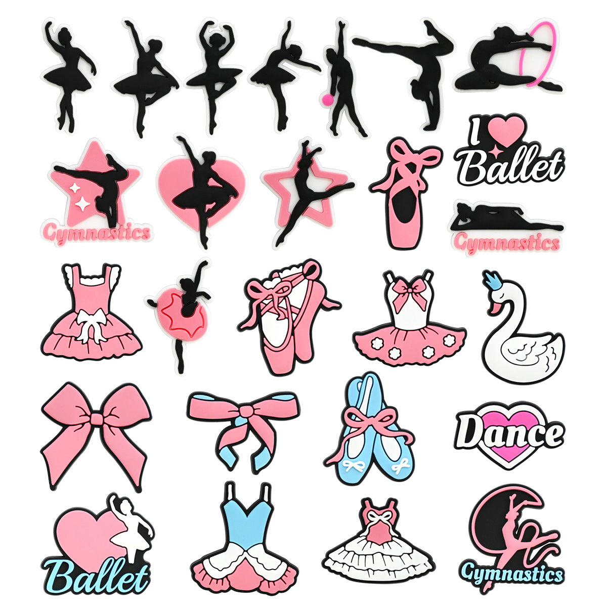 Dancing Girl Series Charms - For Crocs Shoes EVA Bogg Bag Accessories