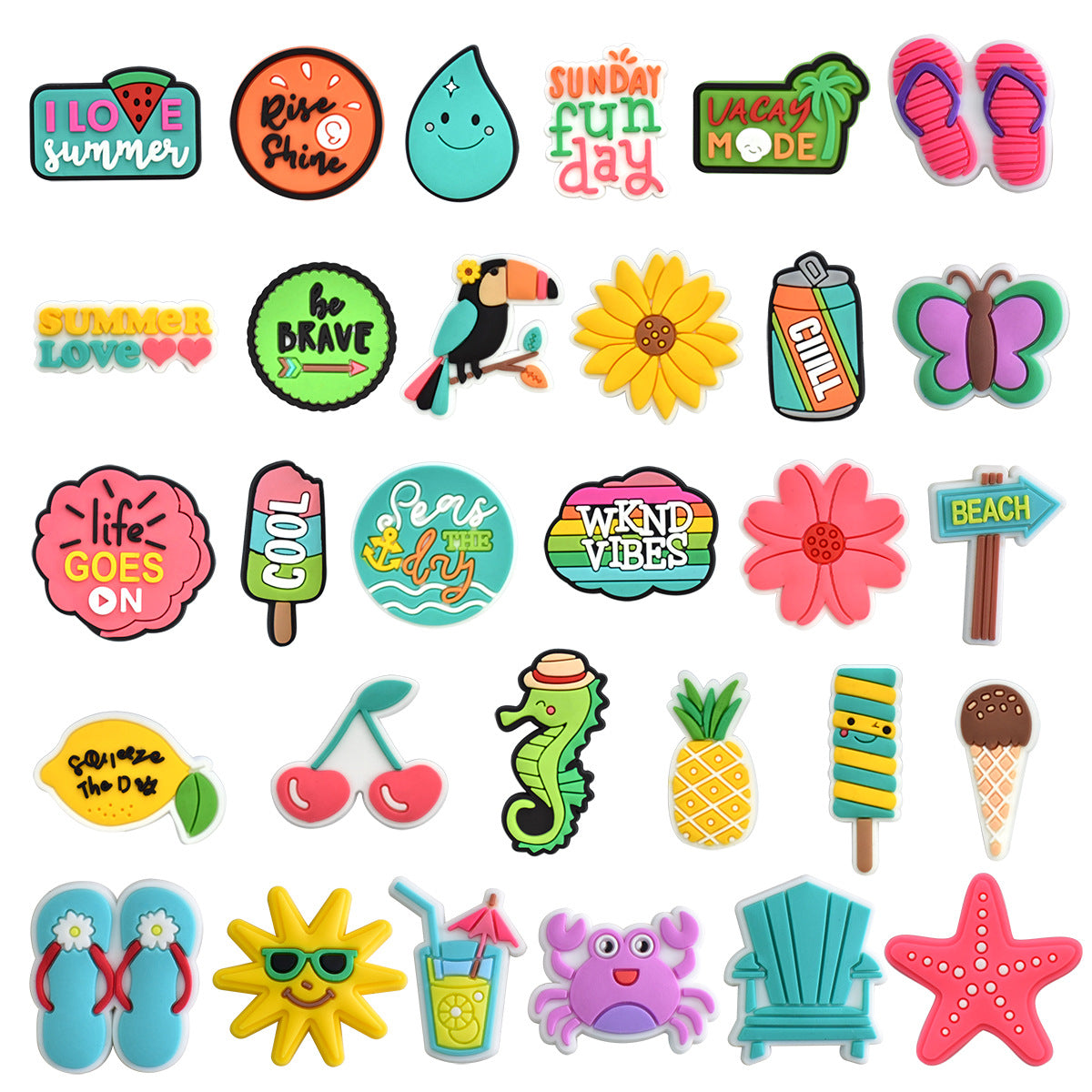 Summer Beach Series Charms - For Crocs Shoes EVA Bogg Bag Accessories