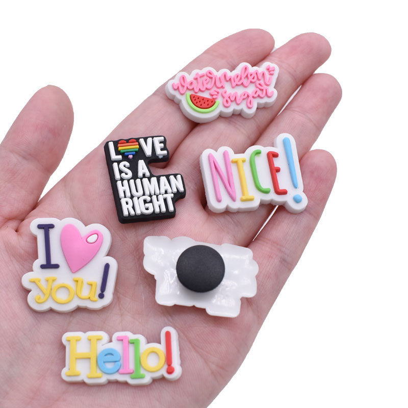 English Phrase  Series Charms - For Crocs Shoes EVA Bogg Bag Accessories