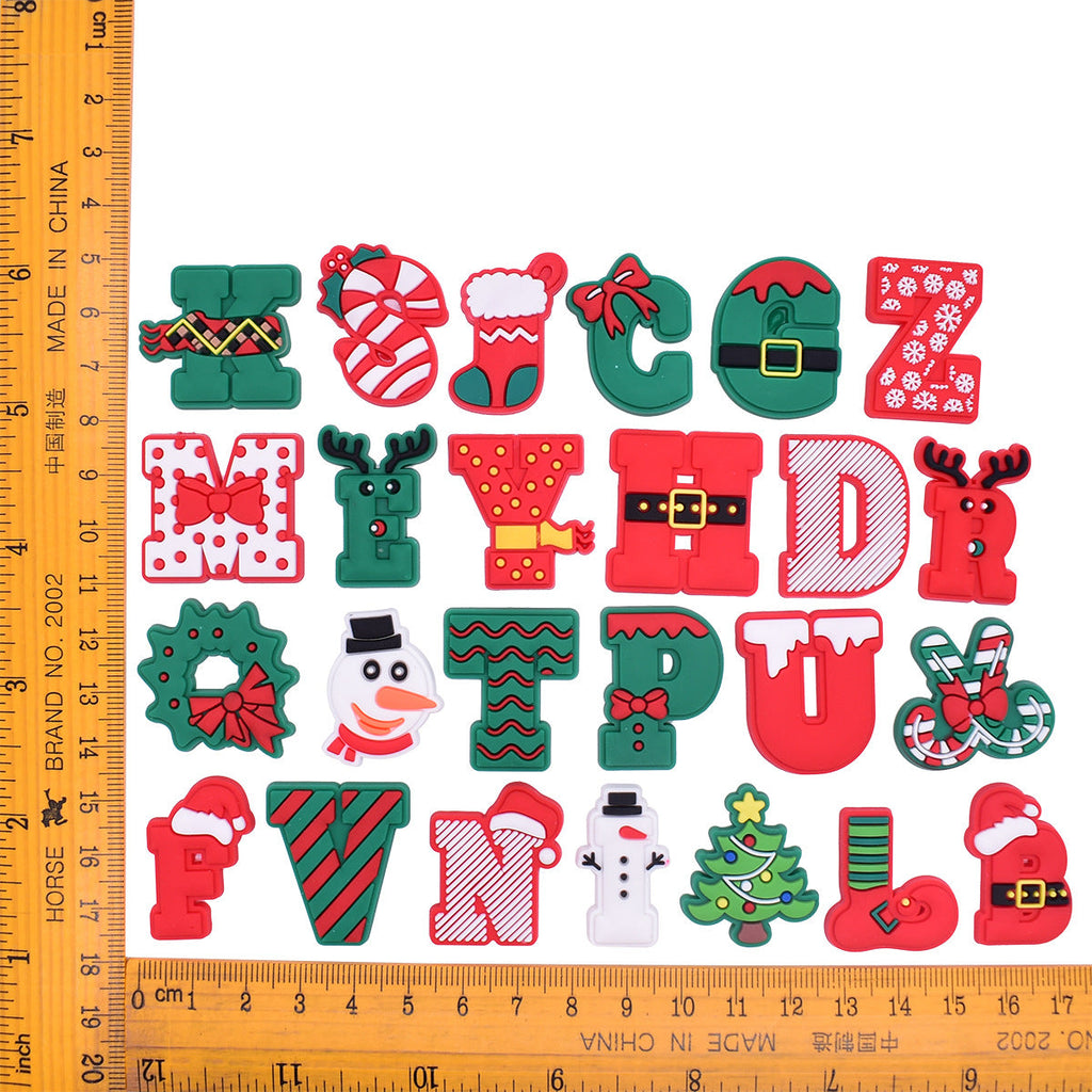 26pcs A-Z Letters Christmas Series Charms - For Crocs Shoes EVA Bogg Bag Accessories