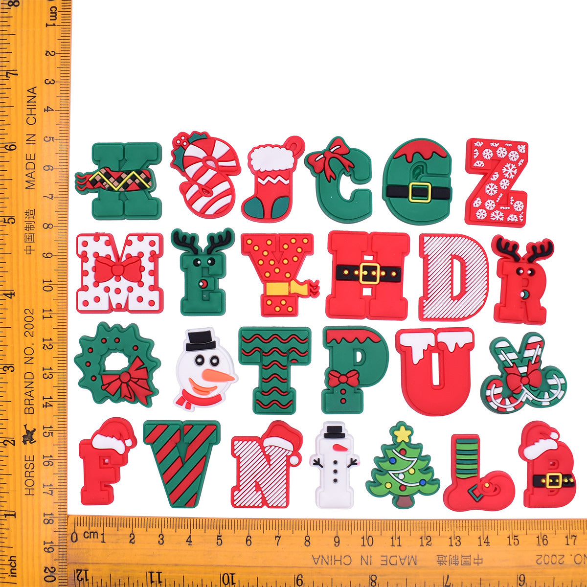 26pcs A-Z Letters Christmas Series Charms - For Crocs Shoes EVA Bogg Bag Accessories