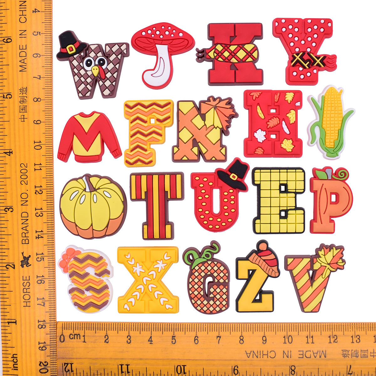 Thanksgiving Day 26pcs A-Z Letter Series Charms - For Crocs Shoes EVA Bogg Bag Accessories
