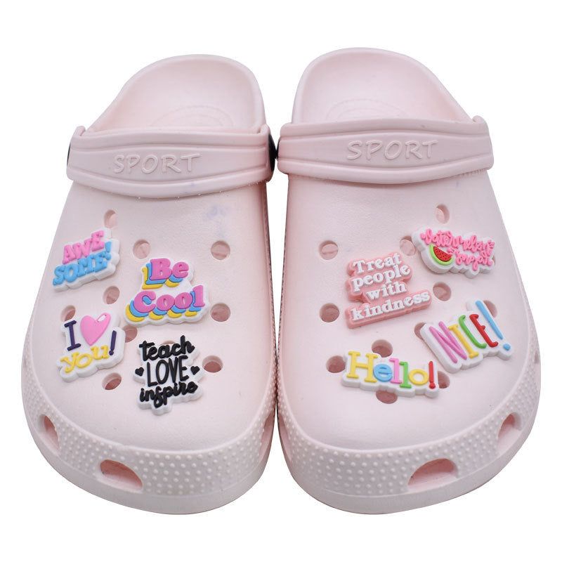 English Phrase  Series Charms - For Crocs Shoes EVA Bogg Bag Accessories